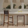 Stołek barowy drewniany - Boho Bali Design - skóra - Recia image 7