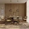 Drewniany stół do jadalni w stylu industrialnym (200 cm) i 8 krzeseł rattanowych - tapicerowanych aksamitem - Puila image 7