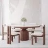 Okrągły Zestaw Jadalniany z 6 Drewnianymi Krzesłami - Minimalistyczny Design - Ivette image 7