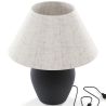 Lampa Stołowa Vintage - Podstawa Ceramiczna i Abażur z Tkaniny - Luno image 7