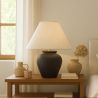 Lampa Stołowa Vintage - Podstawa Ceramiczna i Abażur z Tkaniny - Luno image 7