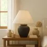 Lampa Stołowa Vintage - Podstawa Ceramiczna i Abażur z Tkaniny - Luno image 7