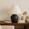 Lampa Stołowa Vintage - Podstawa Ceramiczna i Abażur z Tkaniny - Luno image 7
