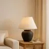 Lampa Stołowa Vintage - Podstawa Ceramiczna i Abażur z Tkaniny - Luno image 7