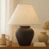 Lampa Stołowa Vintage - Podstawa Ceramiczna i Abażur z Tkaniny - Luno image 7