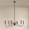 Lampa wisząca metalowa w stylu żyrandola matowa czarna – 6 ramion - Lumella image 7