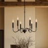 Lampa wisząca metalowa w stylu żyrandola matowa czarna – 6 ramion - Lumella image 7