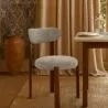 Krzesło do jadalni tapicerowane w tkaninie chenille – Nogi w ciemnym efekcie drewna – Ergonomiczny i nowoczesny design – Okare image 7