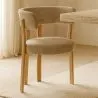 Fotel do salonu z podłokietnikami tapicerowany w tkaninie chenille – Nogi w efekcie dębu – Ergonomiczny i nowoczesny design – Okare image 7