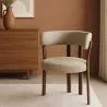 Fotel do salonu z podłokietnikami tapicerowany w tkaninie chenille – Nogi w ciemnym efekcie drewna – Ergonomiczny i nowoczesny design – Okare image 7