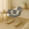 Fotel bujany w stylu nordyckim Patchwork – tapicerowany w tkaninie – Patchwork Sam  image 7