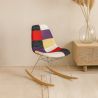 Fotel bujany Modern Patchwork – styl nordycki z drewnianymi i stalowymi nogami - Skögur image 7