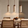 Lampa wisząca sufitowa, drewno i trawertyn – Élodie image 7