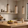 Lampa wisząca sufitowa, drewno i trawertyn – Élodie image 7