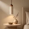 Lampa wisząca sufitowa, drewno i trawertyn – Élodie image 7