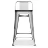 Stołek barowy z oparciem - drewno i stal - 60 cm - Stylix image 7