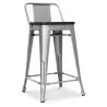 Stołek barowy z oparciem - drewno i stal - 60 cm - Stylix image 7