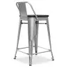 Stołek barowy z oparciem - drewno i stal - 60 cm - Stylix image 7
