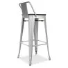 Stołek barowy z oparciem - Industrial Design - Wood & Steel - 76cm - Stylix image 7
