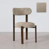Krzesło do jadalni tapicerowane w tkaninie chenille – Nogi w ciemnym efekcie drewna – Ergonomiczny i nowoczesny design – Okare image 9