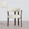 Fotel do salonu z podłokietnikami tapicerowany w tkaninie chenille – Nogi w ciemnym efekcie drewna – Ergonomiczny i nowoczesny design – Okare image 9