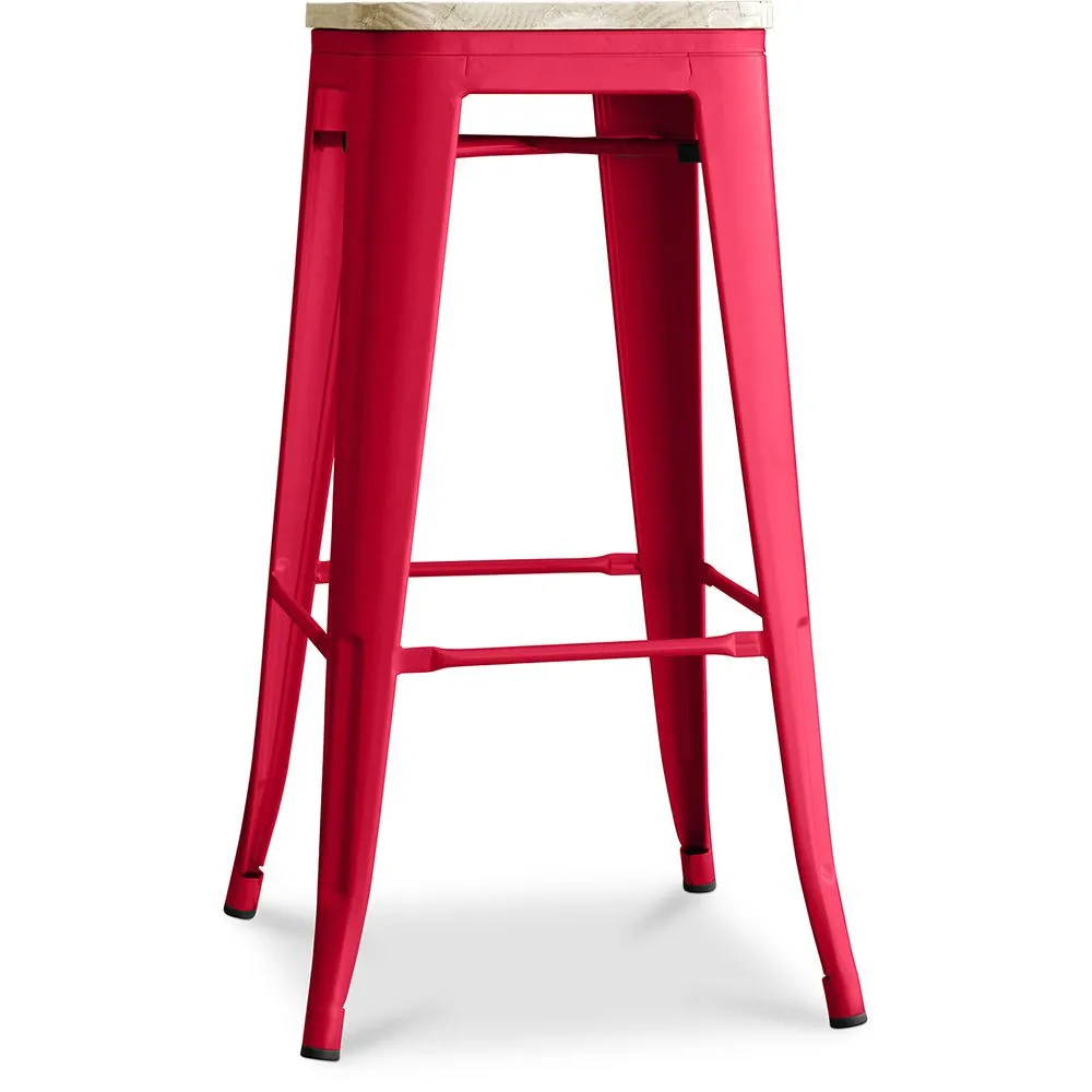 Stołek barowy - Wzornictwo przemysłowe - Stal & drewno - 76cm - Stylix image 8