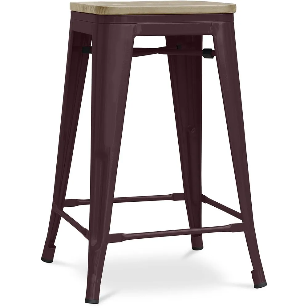 Stołek barowy z oparciem - Industrial Design - Wood & Steel - 61cm - Stylix image 8