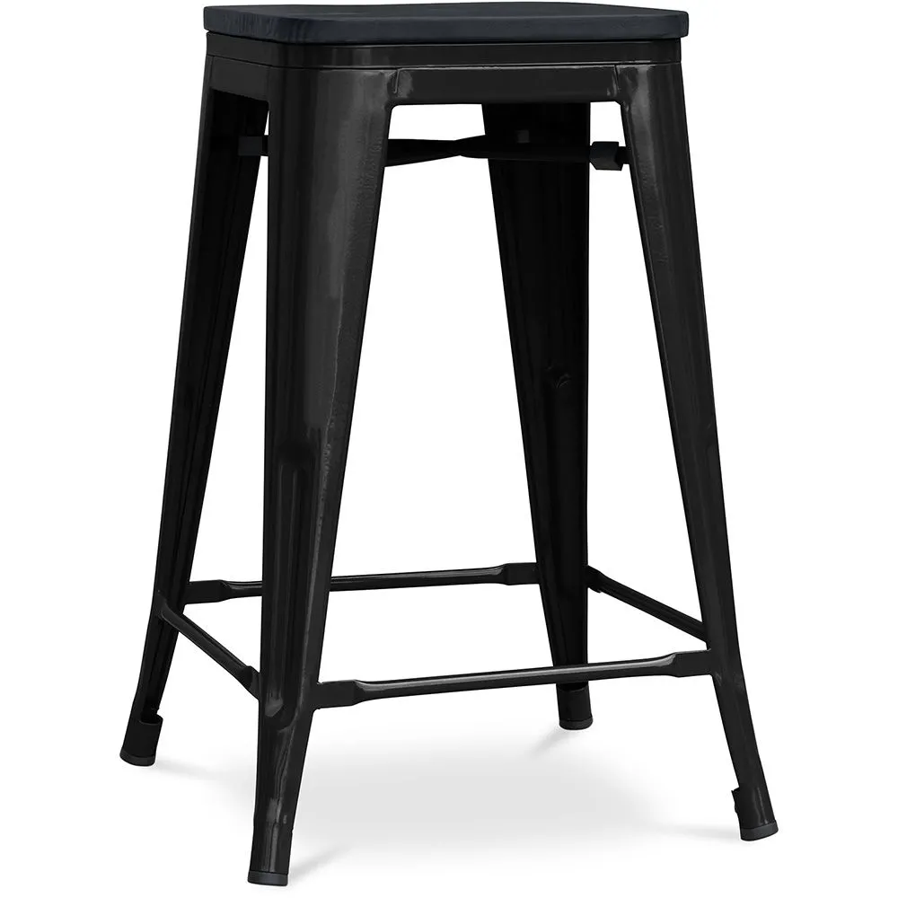 Stołek barowy - Industrial Design - Wood & Steel - 61cm - Stylix image 8