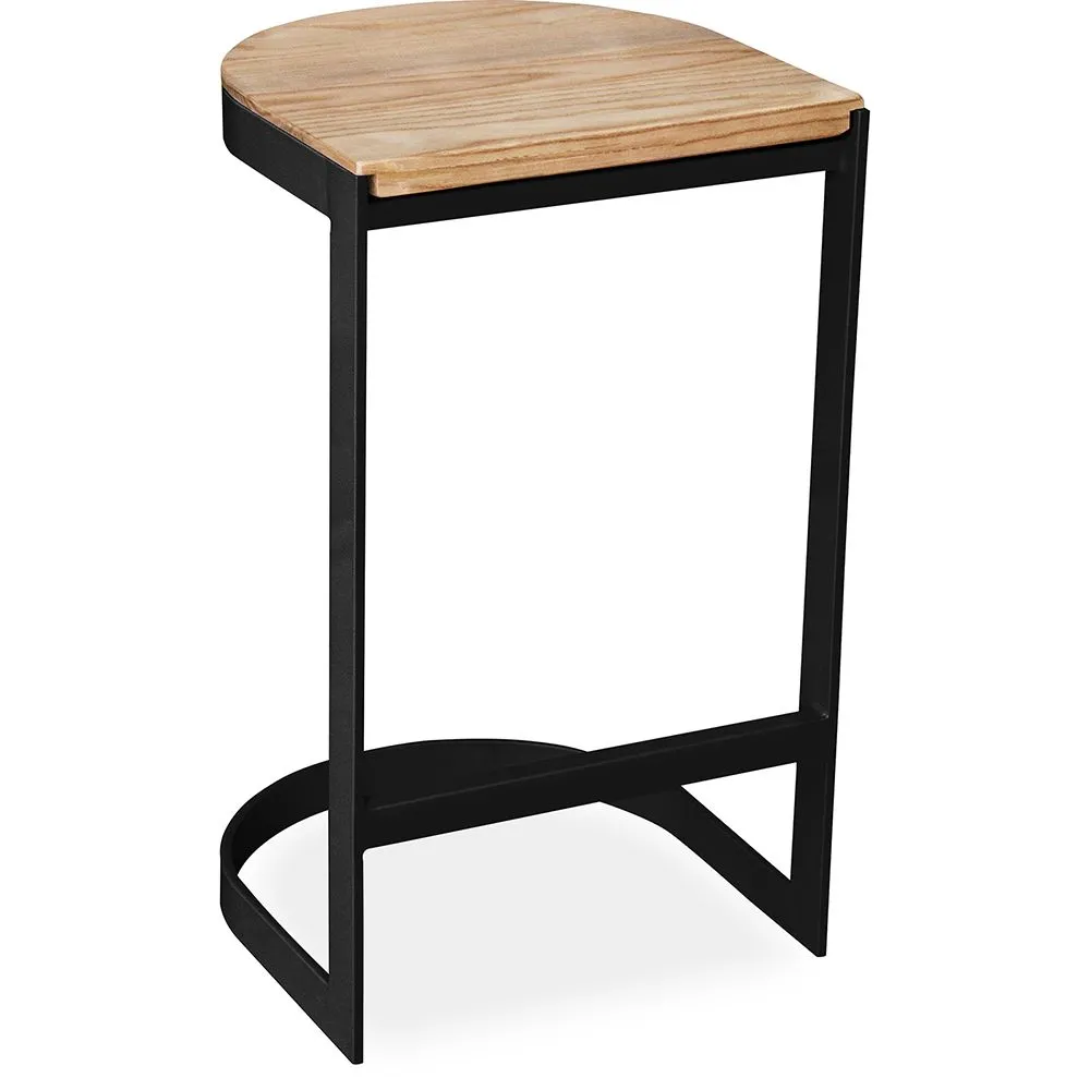 Stołek z oparciem - Industrial Design - Wood & Metal - 60cm - Lia image 8