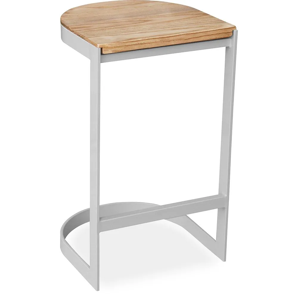 Stołek z oparciem - Industrial Design - Wood & Metal - 60cm - Lia image 8