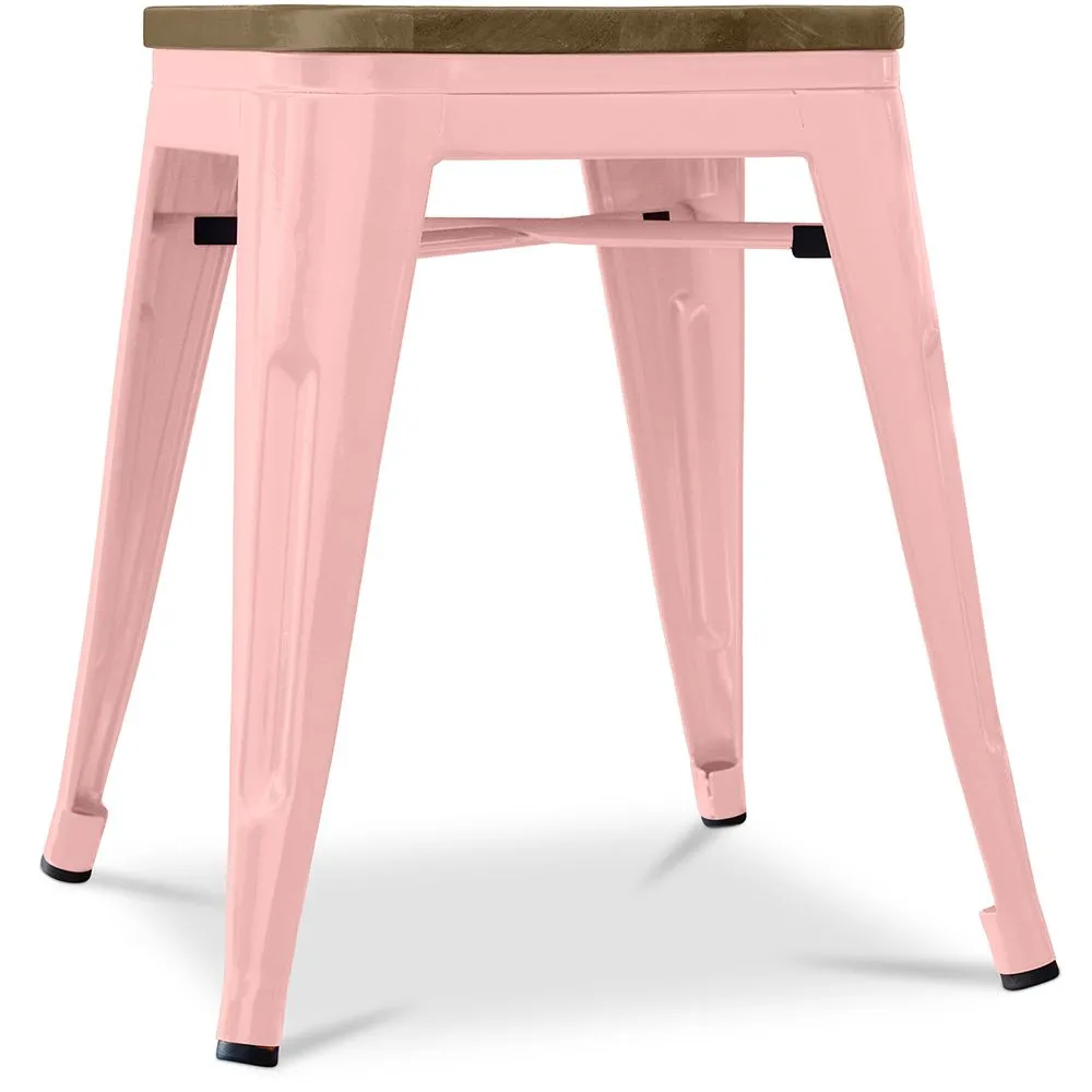 Stołek z oparciem - Wzór przemysłowy - drewno i stal - 45 cm - Stylix image 8
