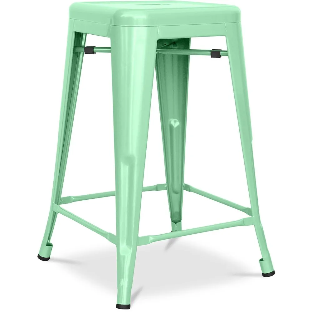 Stołek barowy w stylu industrialnym - matowa stal - 60cm - Stylix image 8