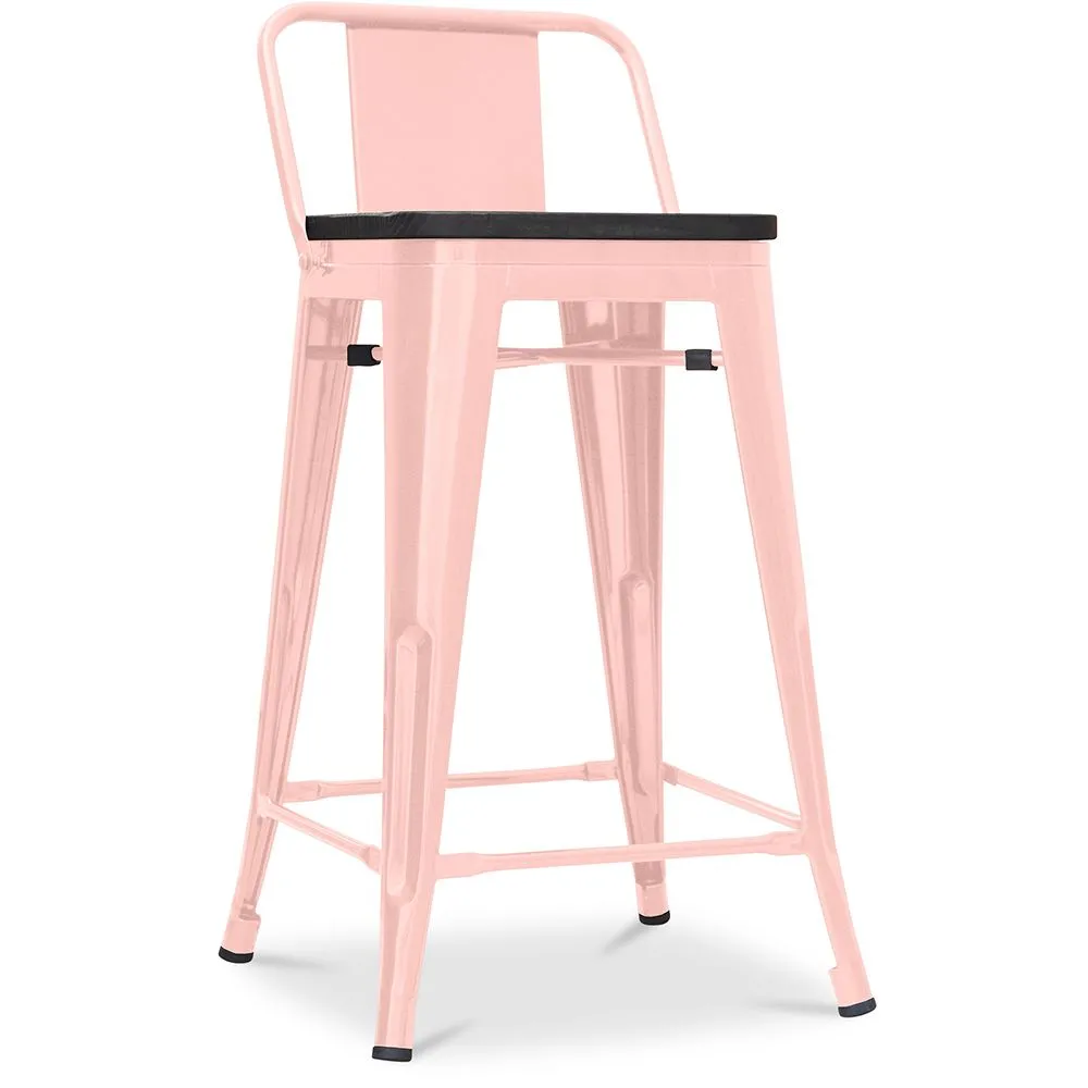 Stołek barowy z oparciem - drewno i stal - 60 cm - Stylix image 8