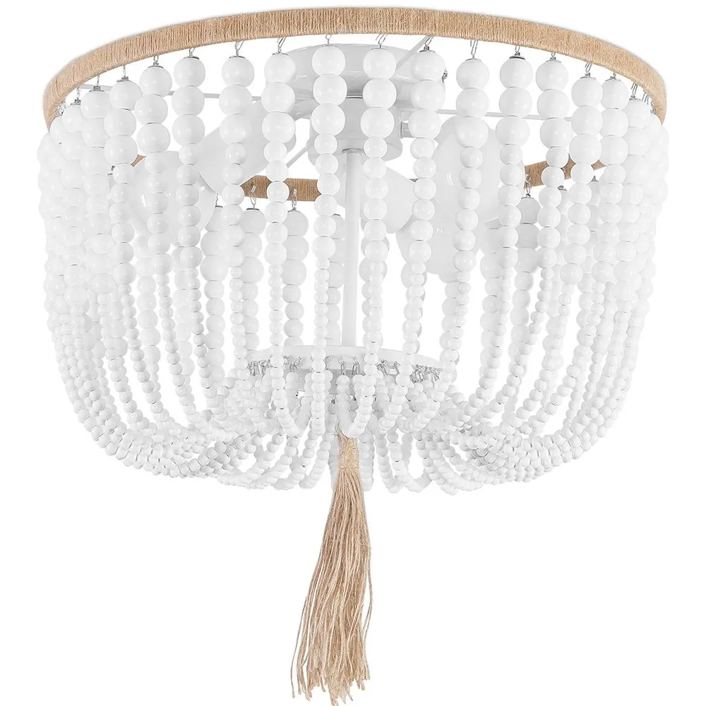 Lampa sufitowa z kulek drewnianych - Plafon w stylu boho Bali - Kanda image 8
