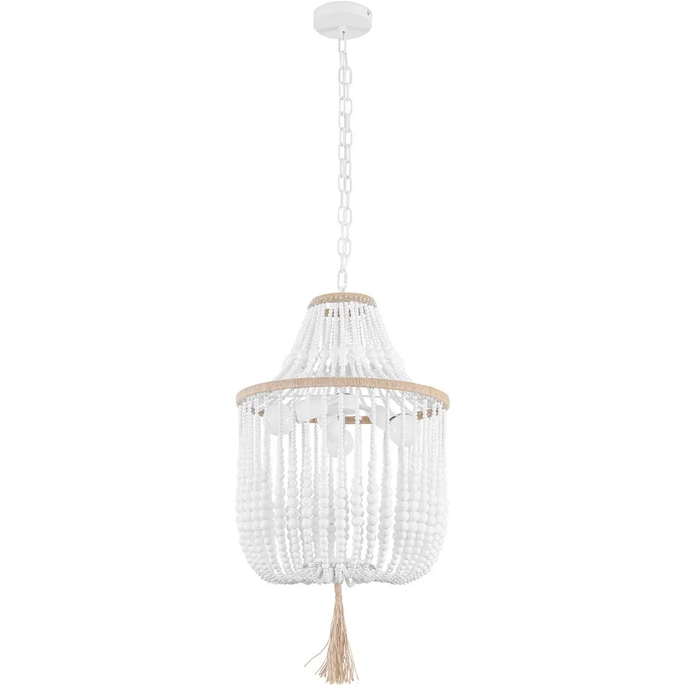 Lampa sufitowa z kulek drewnianych - lampa wisząca w stylu boho Bali - Lawan image 8