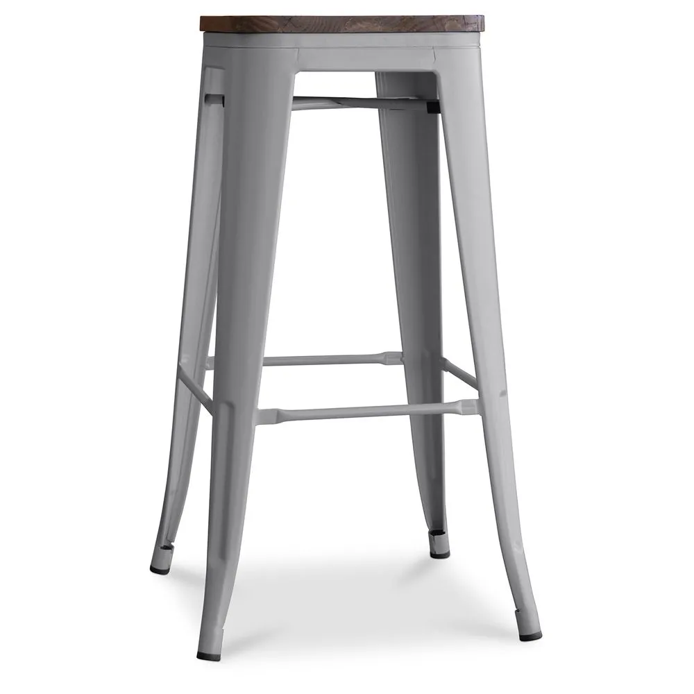 Stołek barowy w stylu industrialnym - drewno & stal - 76cm - Stylix image 8
