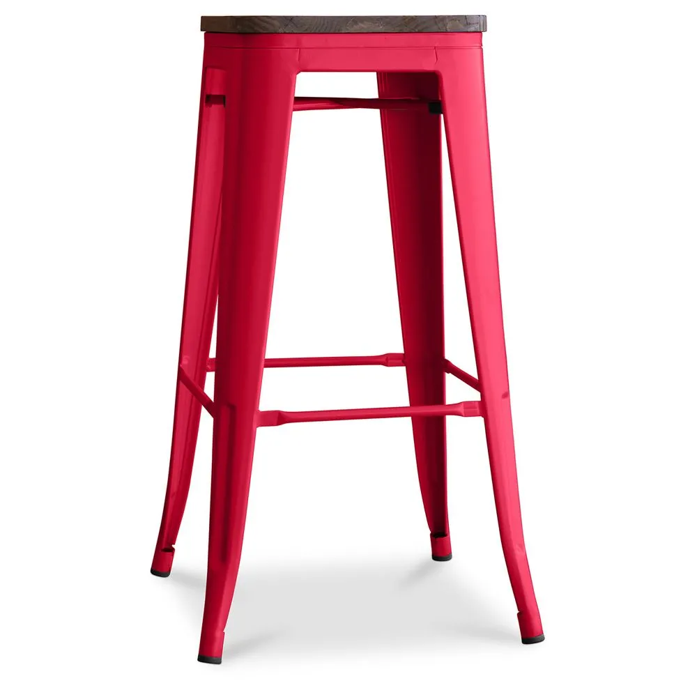 Stołek barowy w stylu industrialnym - drewno & stal - 76cm - Stylix image 8