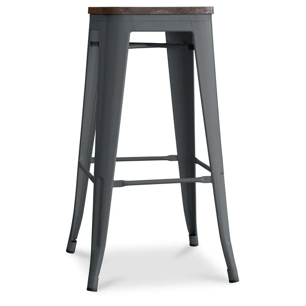 Stołek barowy w stylu industrialnym - drewno & stal - 76cm - Stylix image 8