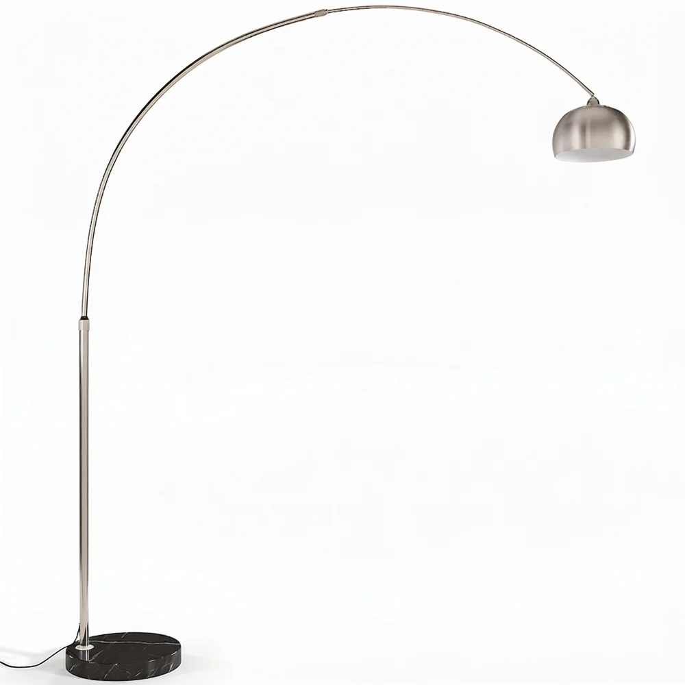 Łukowa Metalowa Lampa Podłogowa z Okrągłą Marmurową Podstawą - Curvo image 8