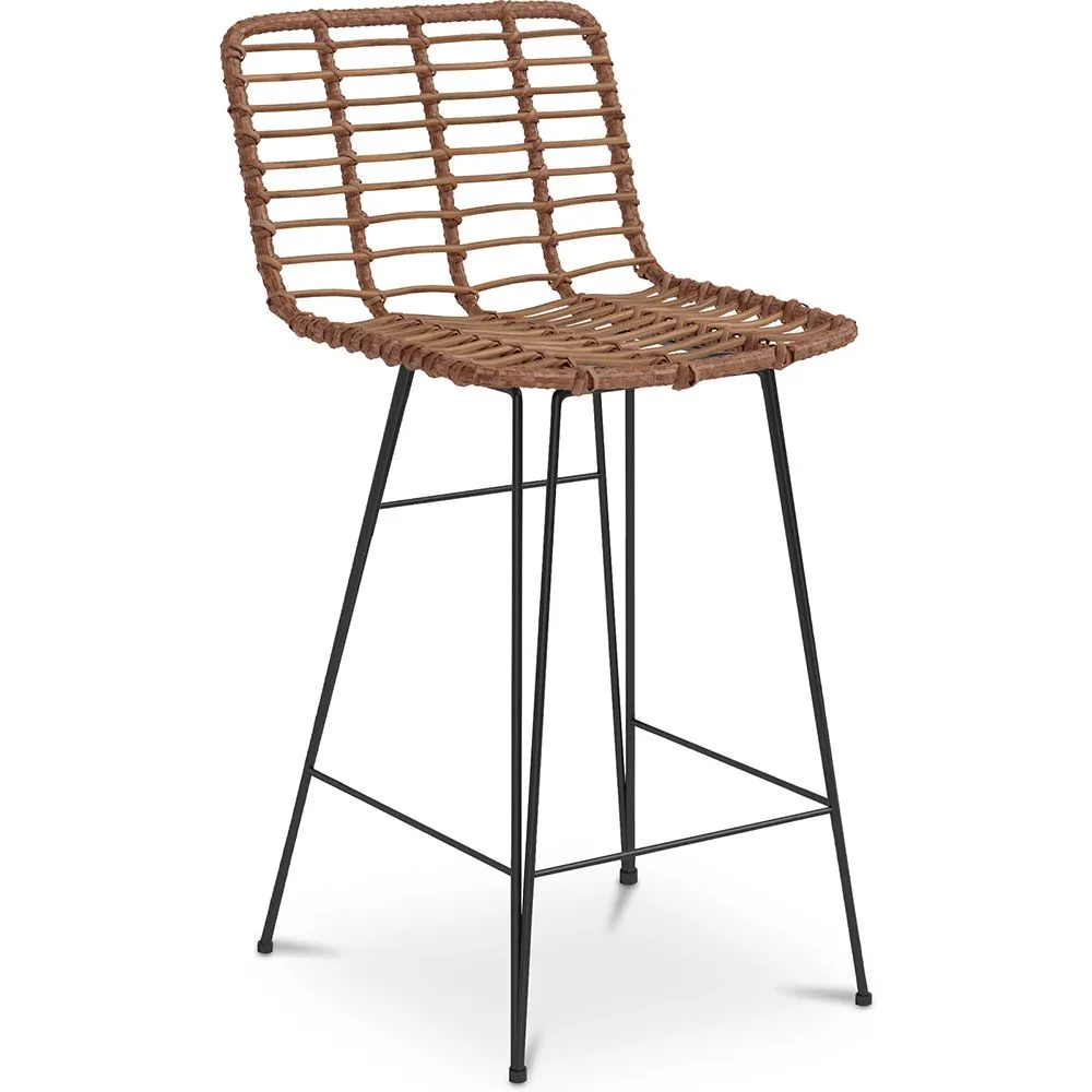 Wiklinowy stołek barowy z oparciem - Boho Bali Design - 75cm - Catori image 8
