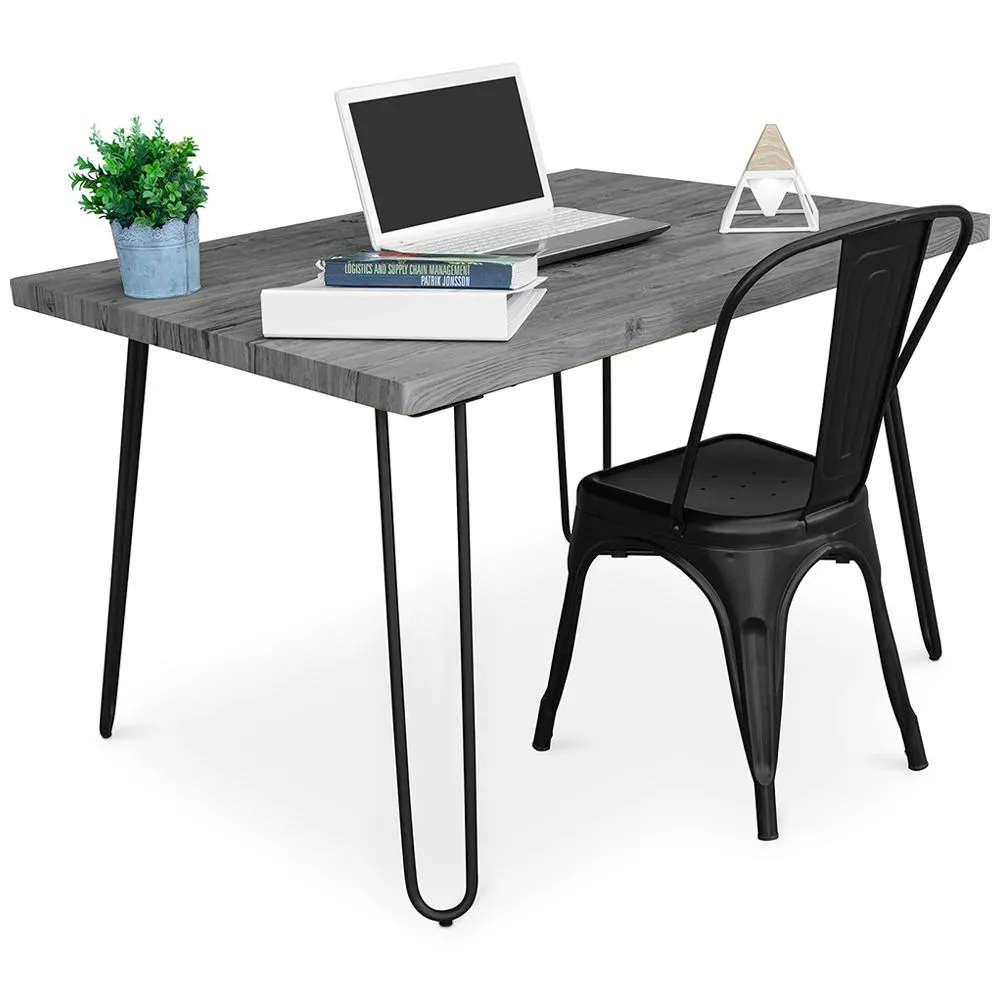 Biurko w pakiecie - Design przemysłowy 120cm - Hairpin + krzesło do jadalni - Stylix image 8