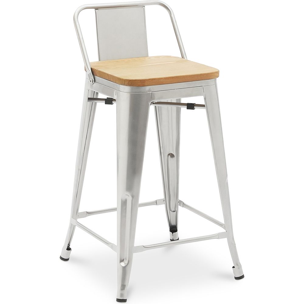 Stołek barowy z oparciem - Wzór przemysłowy - Drewno & Stal - 60cm - Nowa Edycja - Stylix image 8