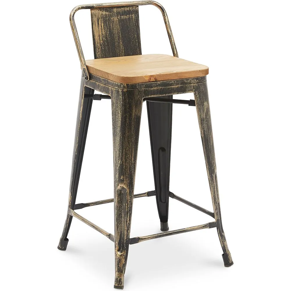 Stołek barowy z oparciem - Wzór przemysłowy - Drewno & Stal - 60cm - Nowa Edycja - Stylix image 8