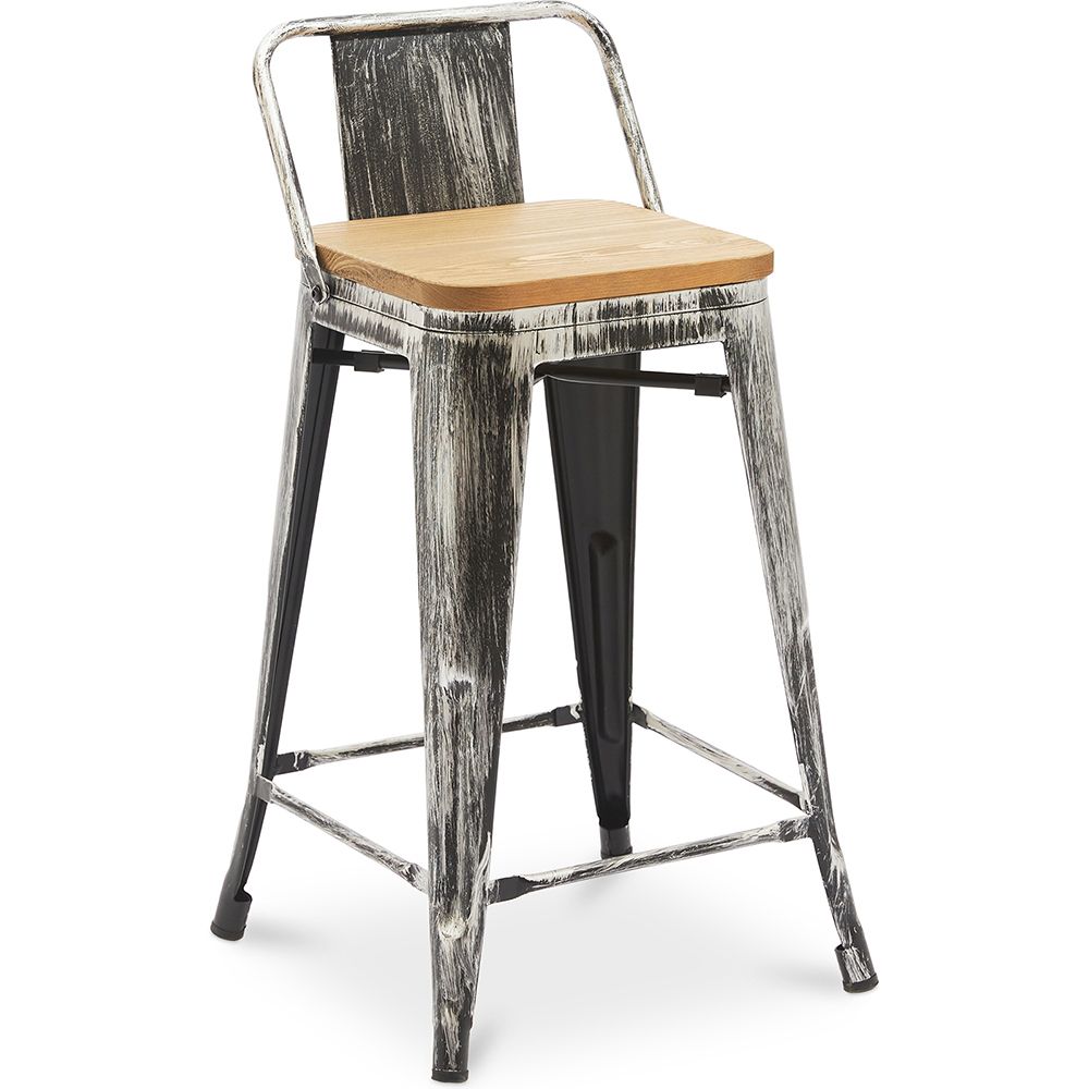 Stołek barowy z oparciem - Wzór przemysłowy - Drewno & Stal - 60cm - Nowa Edycja - Stylix image 8