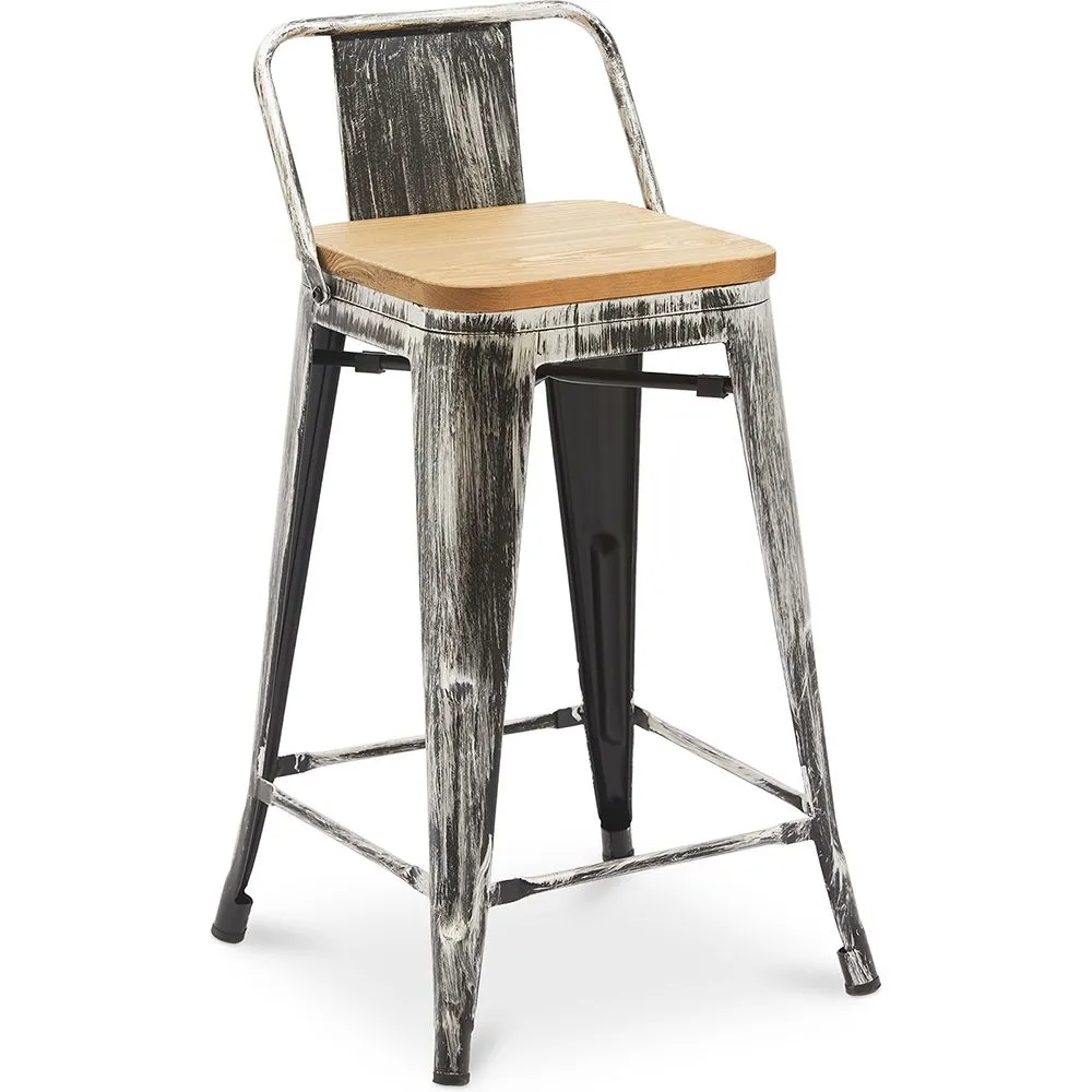 Stołek barowy z oparciem - Wzór przemysłowy - Drewno & Stal - 60cm - Nowa Edycja - Stylix image 8