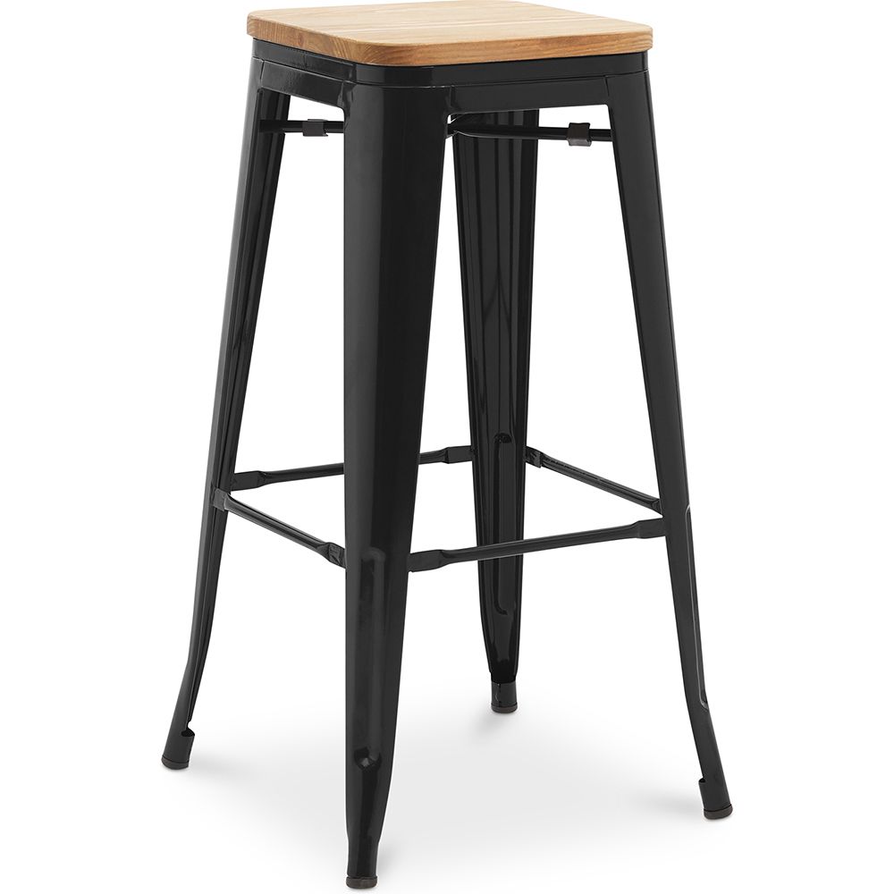 Stołek barowy - Wzór przemysłowy - Drewno & stal - 76cm - Nowa edycja - Stylix image 8