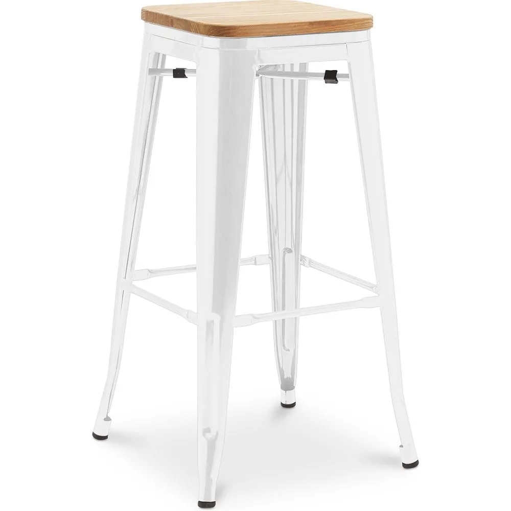 Stołek barowy - Wzór przemysłowy - Drewno & stal - 76cm - Nowa edycja - Stylix image 8