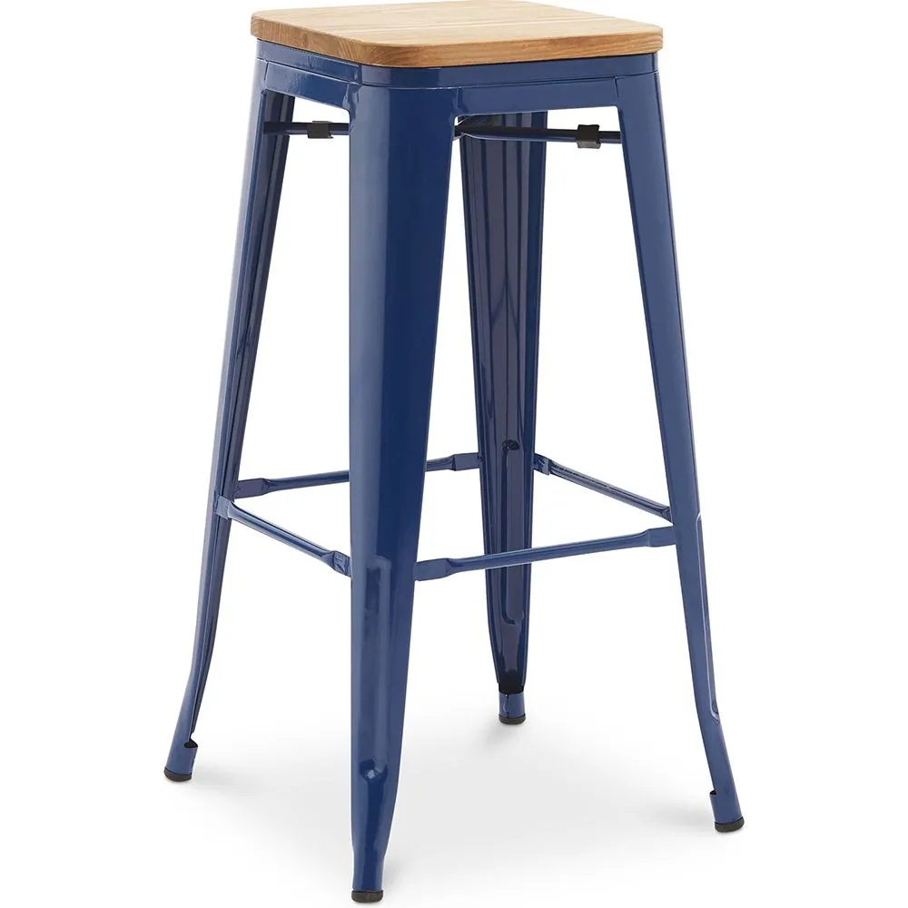 Stołek barowy - Wzór przemysłowy - Drewno & stal - 76cm - Nowa edycja - Stylix image 8
