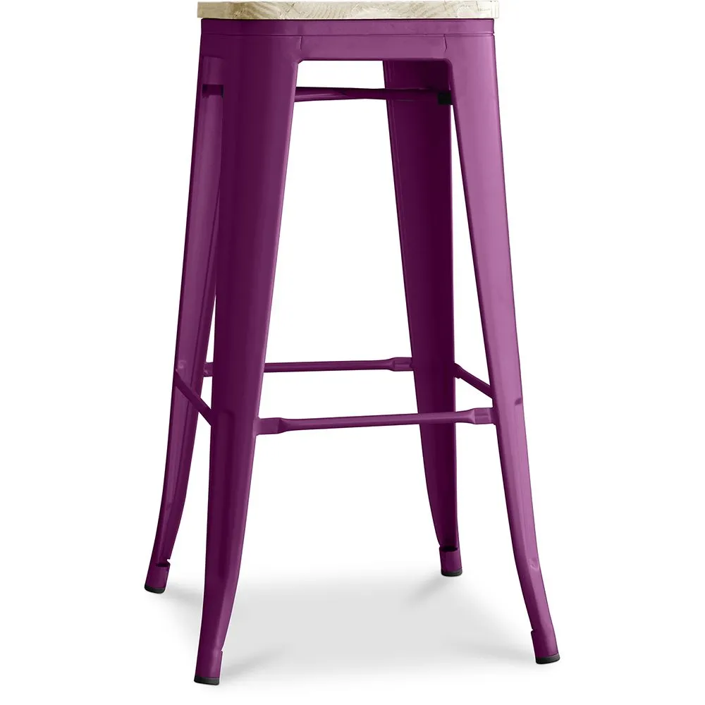 Stołek barowy - Wzór przemysłowy - Drewno & stal - 76cm - Nowa edycja - Stylix image 8