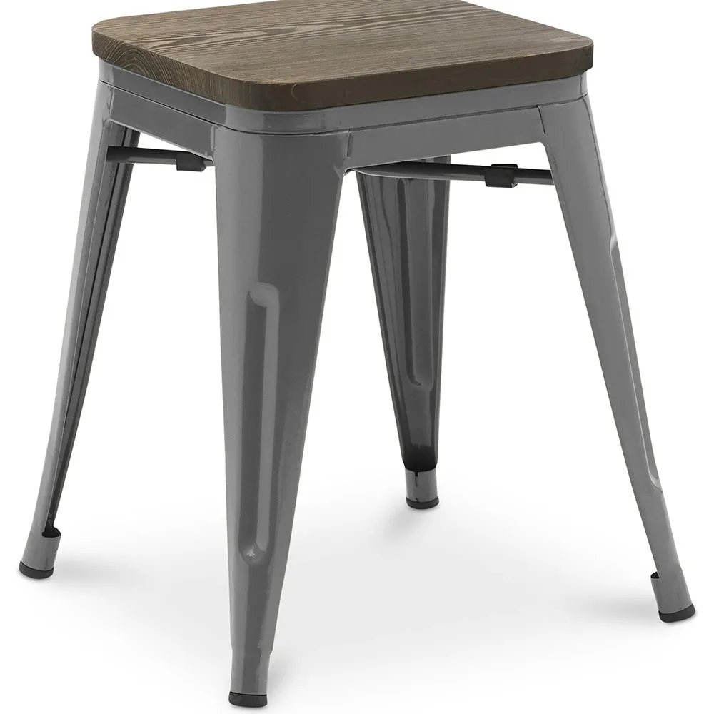 Stołek barowy - Wzór przemysłowy - Drewno i stal - 45 cm - Nowa edycja - Stylix image 8